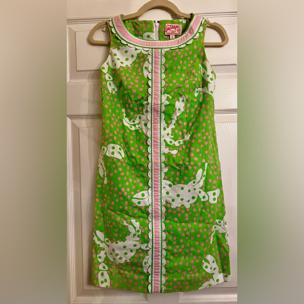 RARE Lilly Pulitzer Shift Not So Crabby Originals Print 0